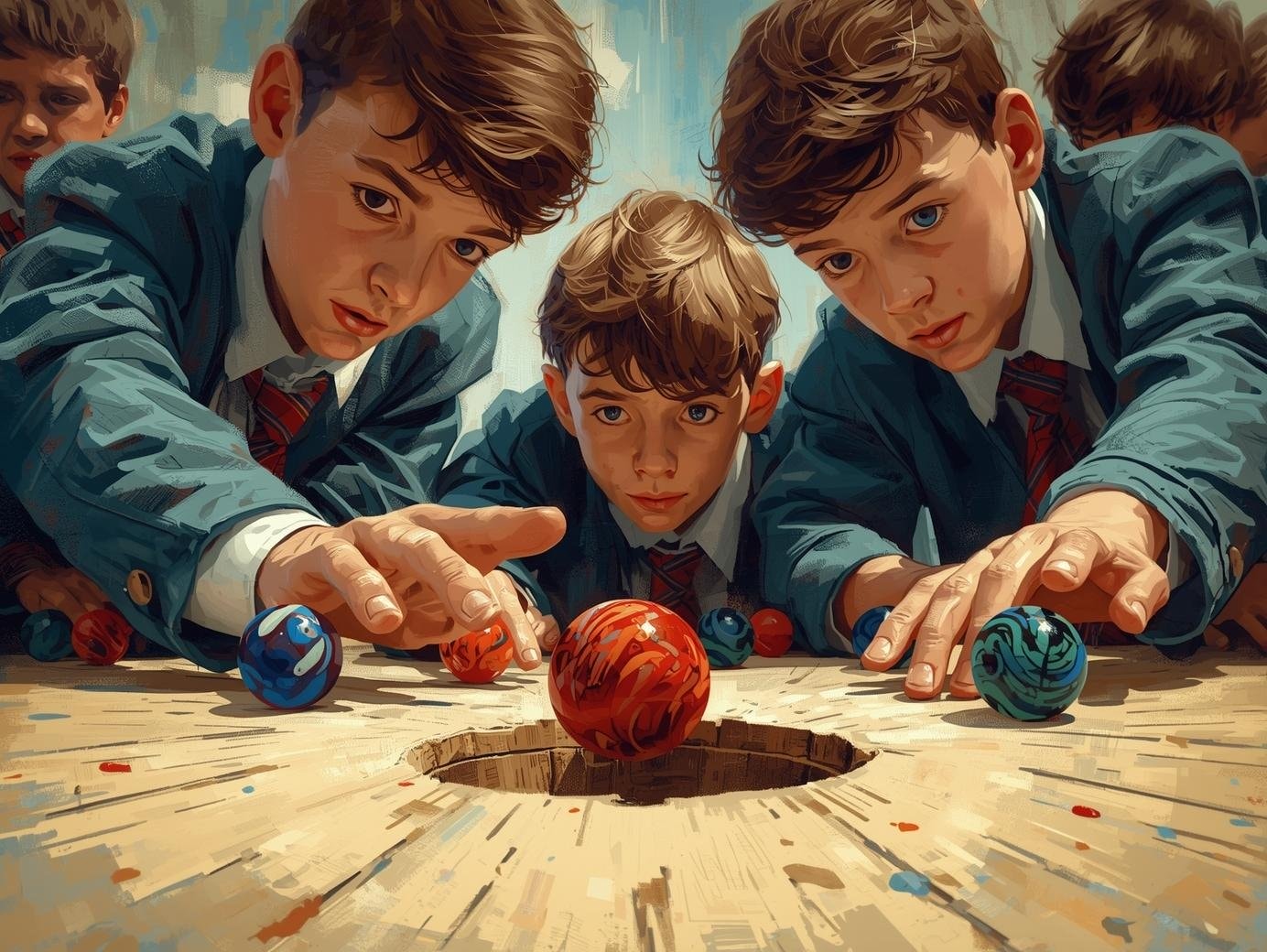 Zaci-ceske-skoly-cvrnkaji-kulicky-do-dulku-detailni-zaber-styl-malba